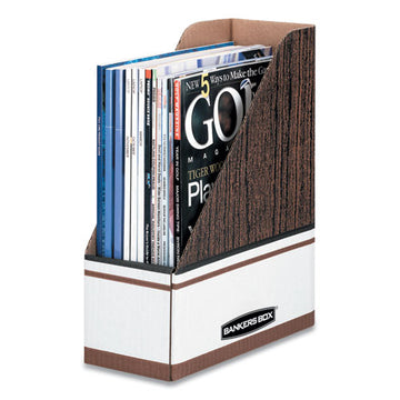Bankers Box® Corrugated Cardboard Magazine File, 4 X 11 X 12 3-4, Wood Grain, 12-carton freeshipping - TVN Wholesale